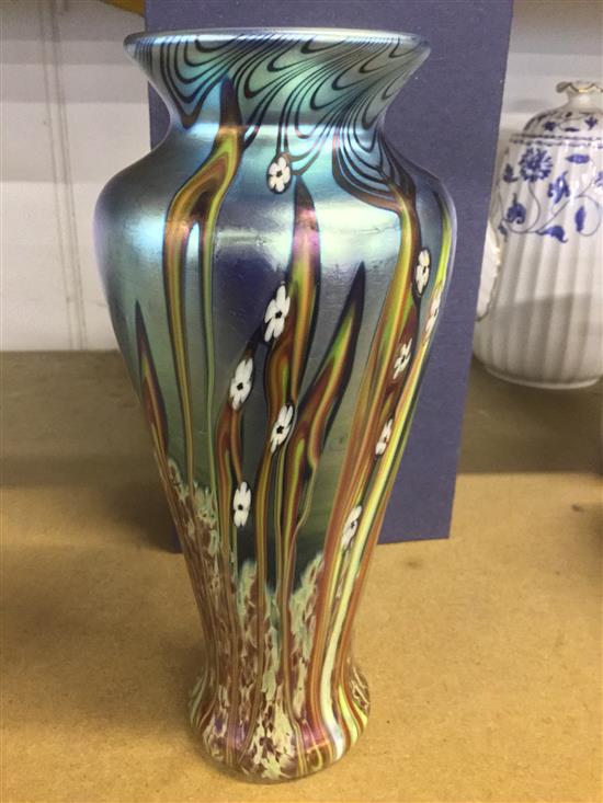 An Okra irridescent glass vase